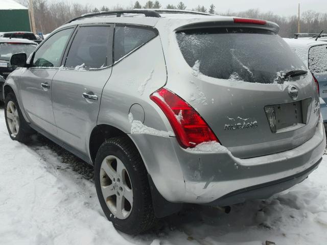 JN8AZ08W75W435402 - 2005 NISSAN MURANO SL SILVER photo 3