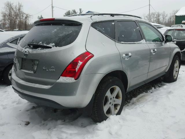 JN8AZ08W75W435402 - 2005 NISSAN MURANO SL SILVER photo 4