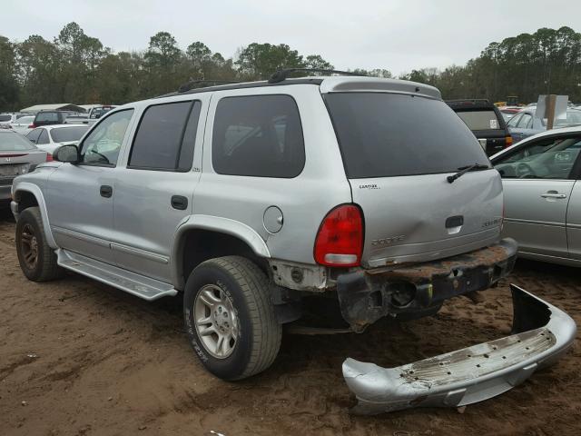 1B4HS48N72F184676 - 2002 DODGE DURANGO SL SILVER photo 3