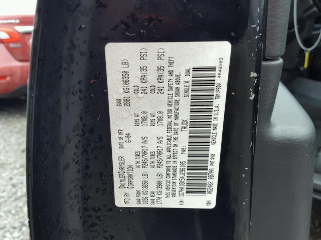 1D7HA16K54J296105 - 2004 DODGE RAM 1500 S BLACK photo 10