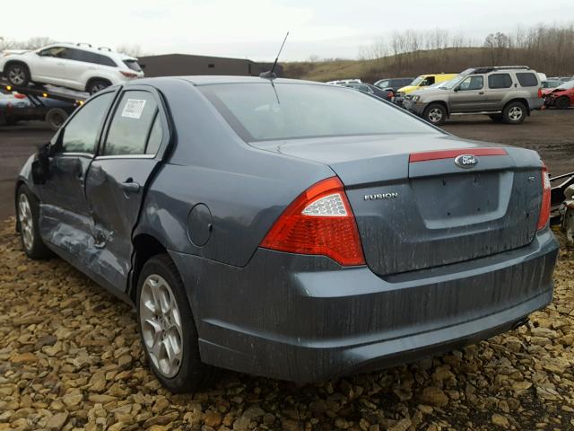 3FAHP0HA2BR327004 - 2011 FORD FUSION SE BLUE photo 3