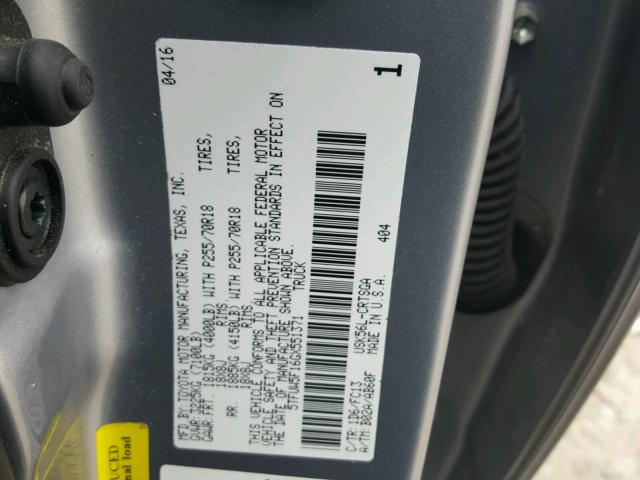 5TFUW5F16GX551371 - 2016 TOYOTA TUNDRA DOU SILVER photo 10