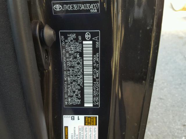 JTKDE3B73A0304027 - 2010 TOYOTA SCION TC 黑色 照片 10