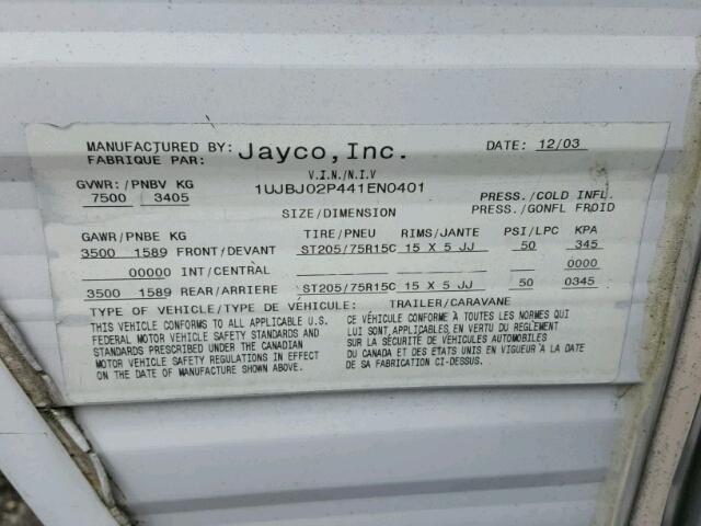 1UJBJ02P441EN0401 - 2004 JAYC JAY FLIGHT WHITE photo 10