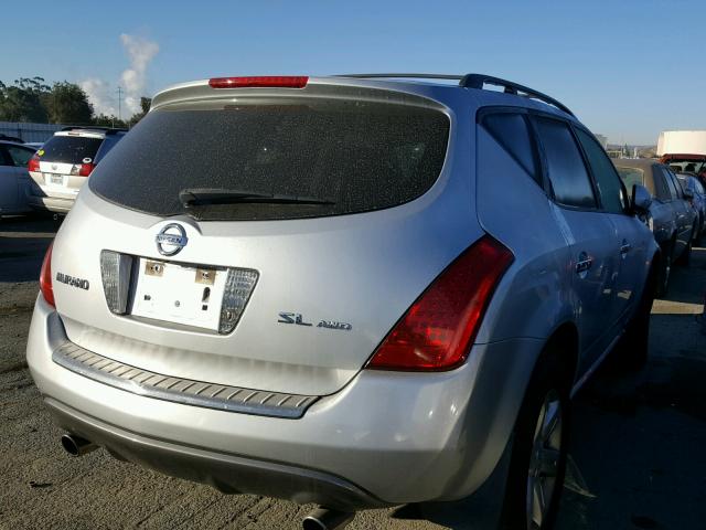 JN8AZ08W27W618418 - 2007 NISSAN MURANO SL SILVER photo 4