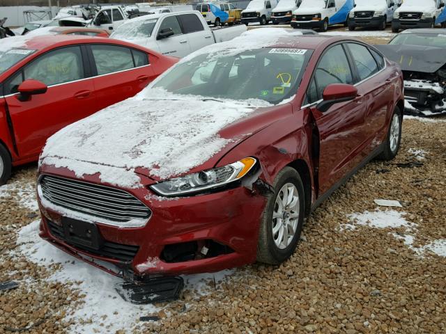 3FA6P0G75FR293644 - 2015 FORD FUSION S RED photo 2