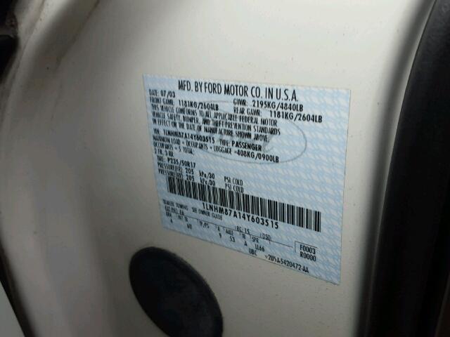 1LNHM87A14Y603515 - 2004 LINCOLN LS 白色 照片 10