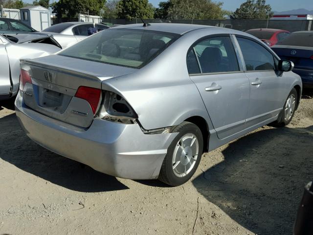 JHMFA36286S030313 - 2006 HONDA CIVIC HYBR SILVER photo 4