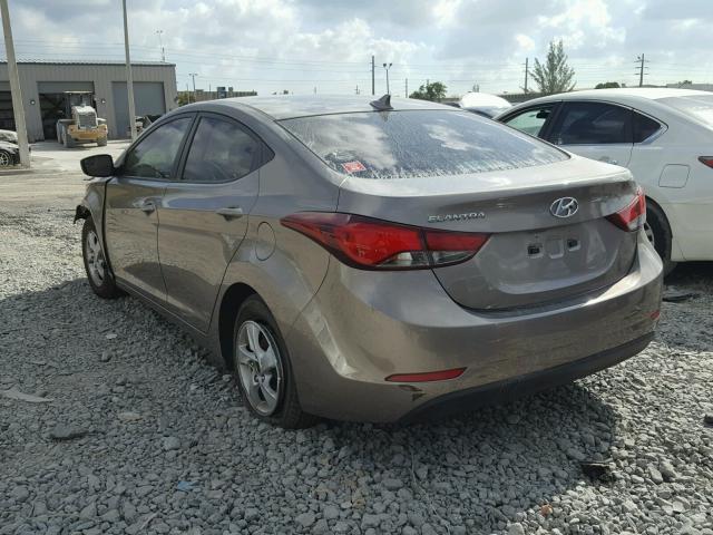 5NPDH4AE9FH560008 - 2015 HYUNDAI ELANTRA SE GRAY photo 3