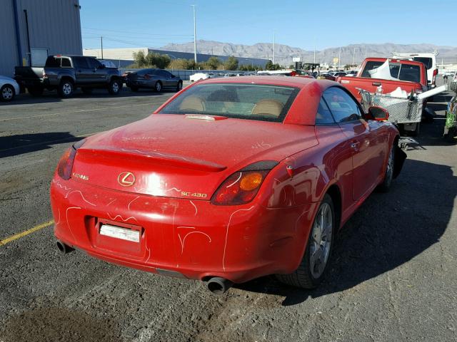 JTHFN48Y240049671 - 2004 LEXUS SC 430 RED photo 4