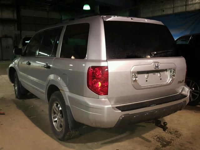 2HKYF18504H539511 - 2004 HONDA PILOT EXL SILVER photo 3