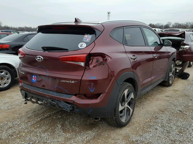 KM8J33A28GU113898 - 2016 HYUNDAI TUCSON LIM RED photo 4