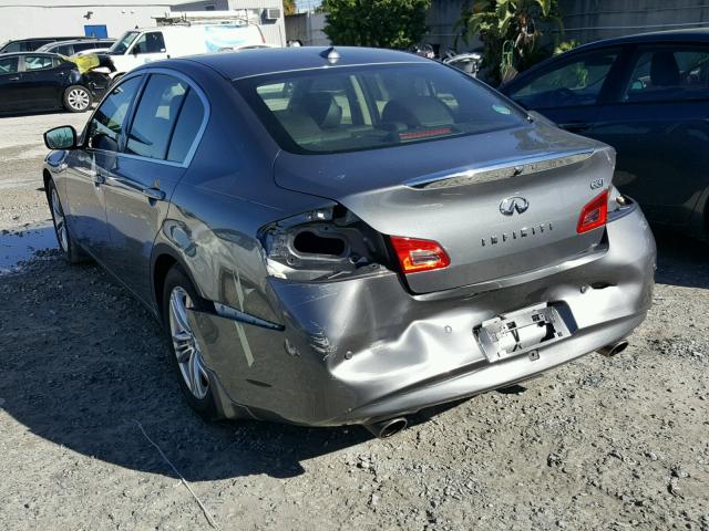 JN1CV6APXDM724406 - 2013 INFINITI G37 BASE GRAY photo 3