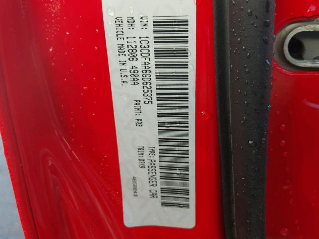 1C3CDFAA6GD625375 - 2016 DODGE DART SE RED photo 10