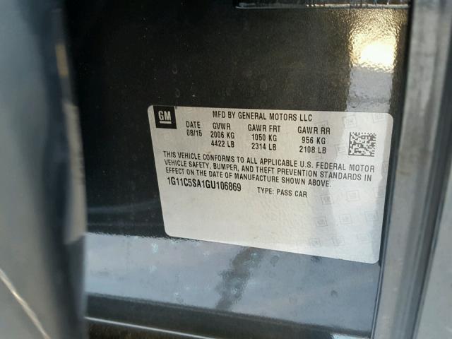 1G11C5SA1GU106869 - 2016 CHEVROLET MALIBU LIM 灰色 照片 10