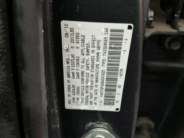 1HGCP2F40BA001825 - 2011 HONDA ACCORD LXP GRAY photo 10