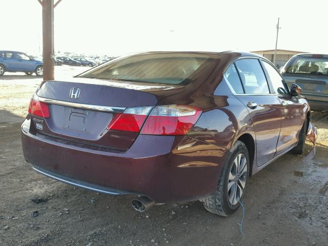 1HGCR2F38FA021148 - 2015 HONDA ACCORD LX BURGUNDY photo 4