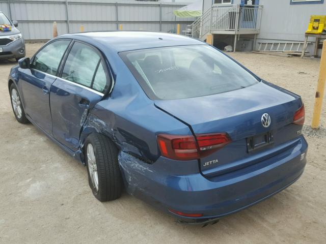 3VW2B7AJXHM268353 - 2017 VOLKSWAGEN JETTA S BLUE photo 3