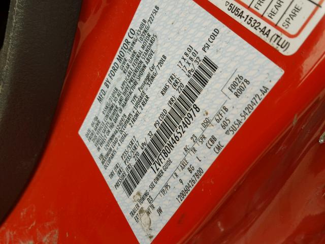 1ZVFT80N465240978 - 2006 FORD MUSTANG RED photo 10
