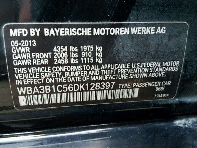 WBA3B1C56DK128397 - 2013 BMW 320 I BLACK photo 10