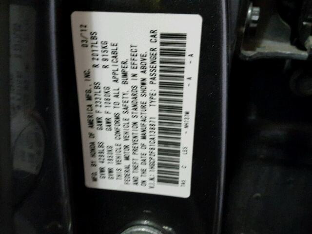 1HGCP2F61CA138971 - 2012 HONDA ACCORD SE GRAY photo 10