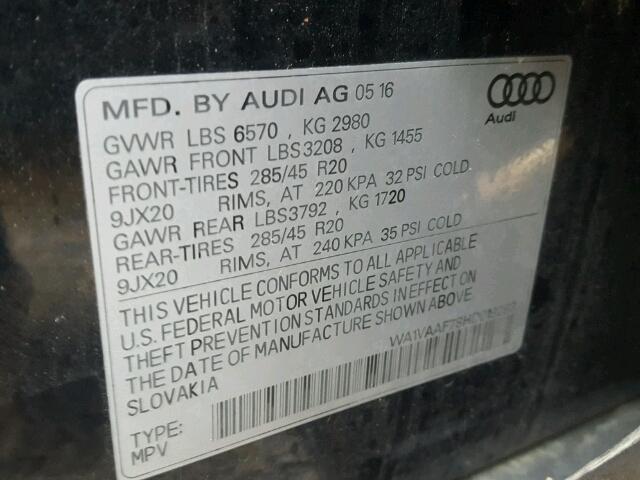 WA1VAAF78HD019293 - 2017 AUDI Q7 PRESTIG BLACK photo 10