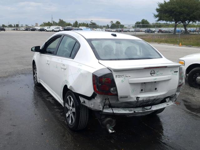 3N1AB6AP4CL629476 - 2012 NISSAN SENTRA 2.0 WHITE photo 3