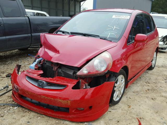 JHMGD38687S025674 - 2007 HONDA FIT S RED photo 2