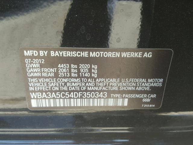 WBA3A5C54DF350343 - 2013 BMW 328 I BLACK photo 10