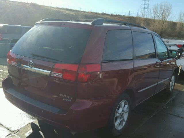 5TDZA22C05S223733 - 2005 TOYOTA SIENNA XLE BURGUNDY photo 4