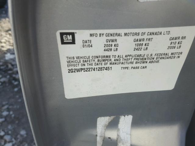 2G2WP522741287451 - 2004 PONTIAC GRAND PRIX 银色 照片 10