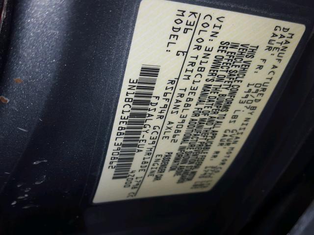 3N1BC13E88L390862 - 2008 NISSAN VERSA S GRAY photo 10