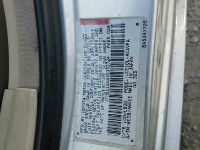 JTHBD192630073724 - 2003 LEXUS IS 300 GRAY photo 10