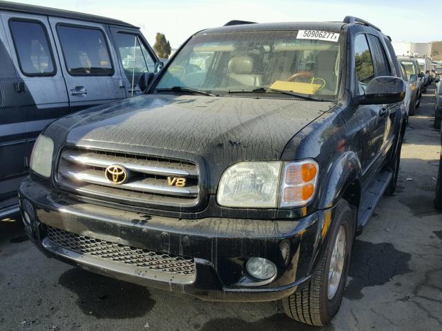 5TDBT48A32S115096 - 2002 TOYOTA SEQUOIA LI BLACK photo 2