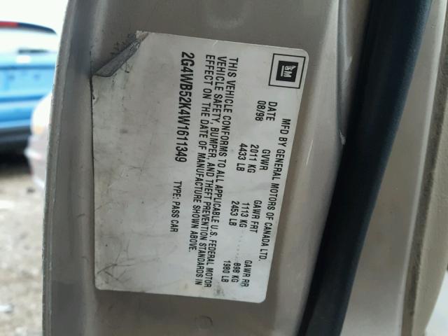 2G4WB52K4W1611349 - 1998 BUICK REGAL LS 米色 照片 10