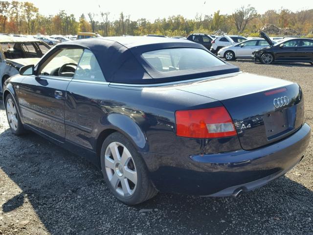 WAUAC48HX3K024454 - 2003 AUDI A4 1.8 CAB BLUE photo 3