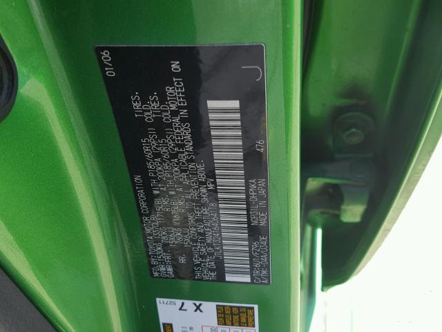 JTLKT324164064118 - 2006 TOYOTA SCION XB 绿色 照片 10