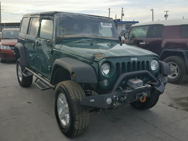 1C4BJWDG3EL228502 - 2014 JEEP WRANGLER U GREEN photo 1