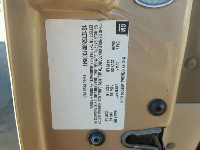 1G1ZT62885F300547 - 2005 CHEVROLET MALIBU MAX GOLD photo 10