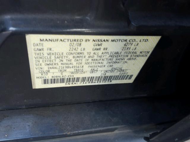 1N4AL21E98N495658 - 2008 NISSAN ALTIMA 2.5 GRAY photo 10