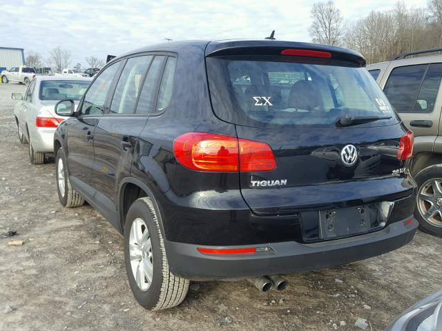 WVGAV7AXXCW507169 - 2012 VOLKSWAGEN TIGUAN S BLACK photo 3