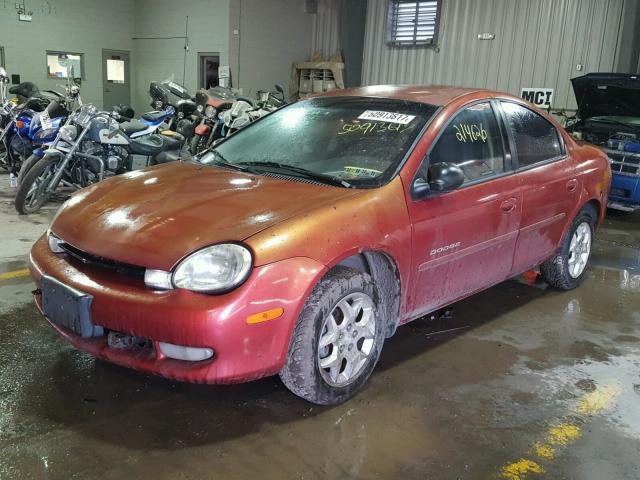 1B3ES46CXYD870529 - 2000 DODGE NEON BASE ORANGE photo 2