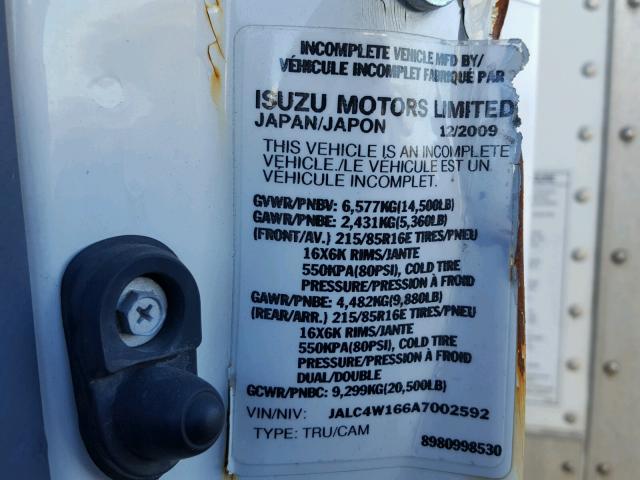 JALC4W166A7002592 - 2010 ISUZU NPR WHITE photo 10