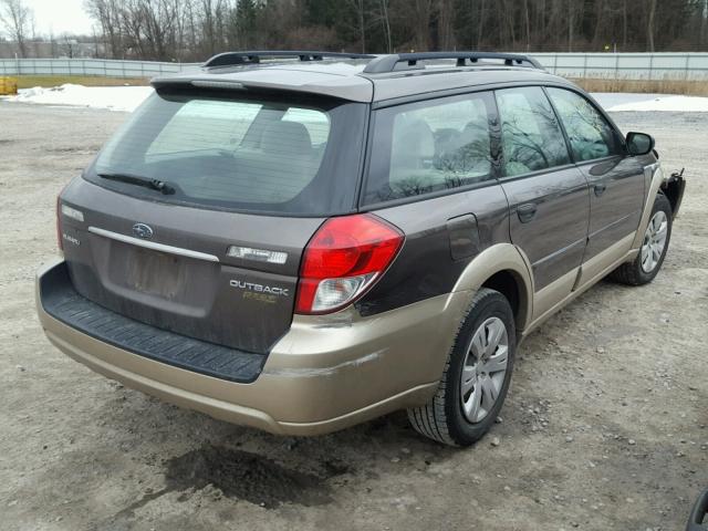 4S4BP60C587323184 - 2008 SUBARU OUTBACK GRAY photo 4