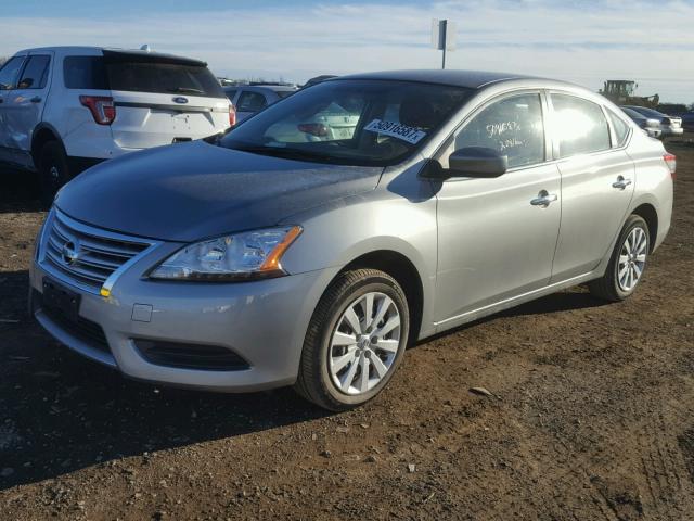 3N1AB7AP6EY339333 - 2014 NISSAN SENTRA S SILVER photo 2