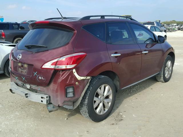 JN8AZ1MU9BW062580 - 2011 NISSAN MURANO S MAROON photo 4