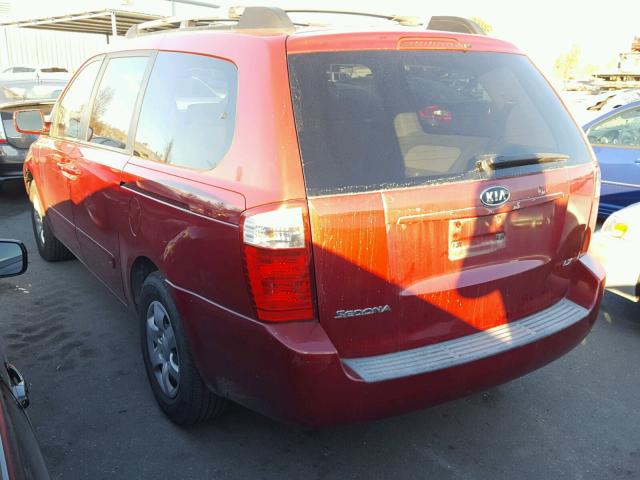 KNDMB233076168421 - 2007 KIA SEDONA EX RED photo 3