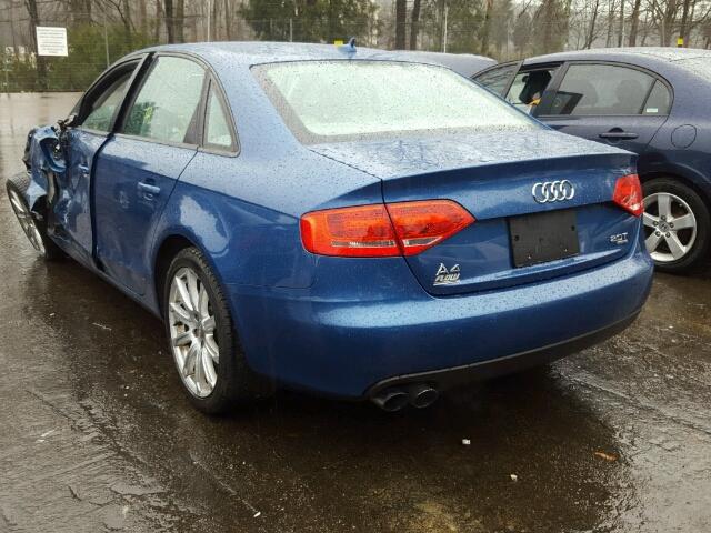 WAUBFAFLXAN061498 - 2010 AUDI A4 PREMIUM BLUE photo 3