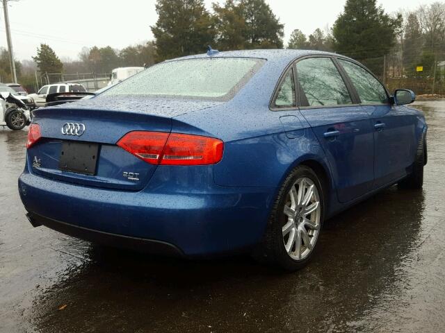 WAUBFAFLXAN061498 - 2010 AUDI A4 PREMIUM BLUE photo 4