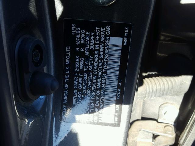 SHHFK7H58HU410134 - 2017 HONDA CIVIC EX Grafit foto 10